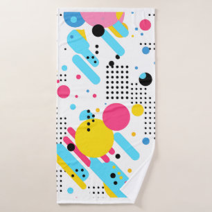 Colourful, playful shapes and dots background bath towel set