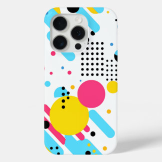 Colourful, playful shapes and dots background iPhone 15 pro case