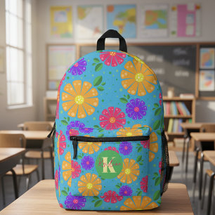 Colourful Playful Vibrant Folk Art Floral Pattern Printed Backpack