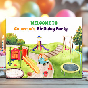Colourful Playground Birthday Party Welcome Poster