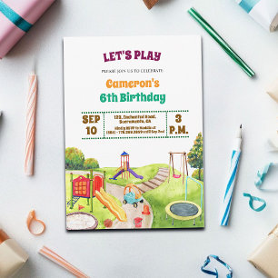 Colourful Playground Party 6th Birthday Invitation