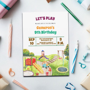 Colourful Playground Party 9th Birthday Invitation