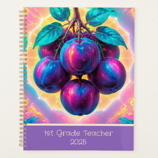 Colourful plum custom for 1st grade 2026 planner (Front)