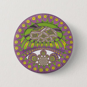 Colourful Plum Yellow lace decorative ethnic 6 Cm Round Badge