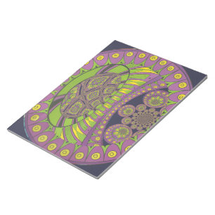 Colourful Plum Yellow lace decorative ethnic Notepad