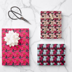 Colourful Poinsettias Floral Holiday Wrapping Paper Sheet