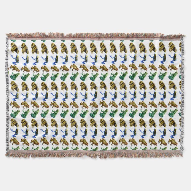 Colourful Poison Arrow Frogs Throw Blanket (Front)