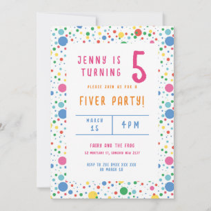 Colourful Pokadot Birthday Party Invitation