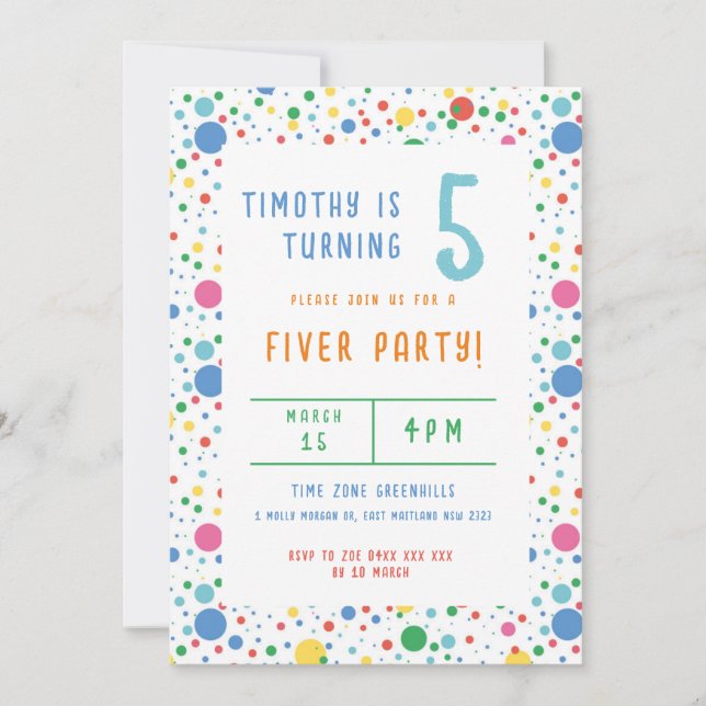 Colourful Pokadot Birthday Party Invitation (Front)