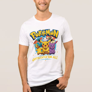 Colourful Pokémon Characters with 'Gotta Catch 'Em Tri-Blend Shirt