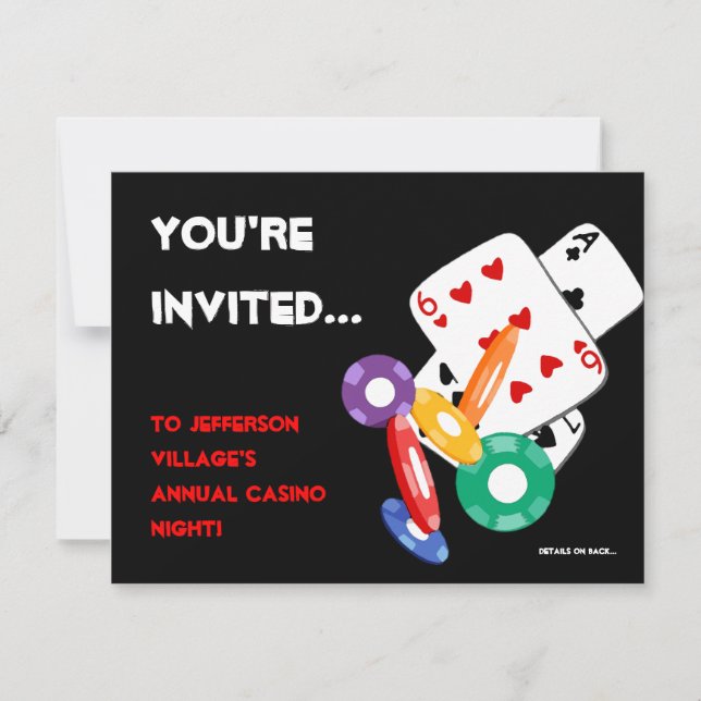 Colourful Poker Chips Vegas Casino Night Invitatio Invitation (Front)