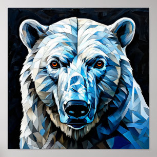 Colourful Polar Bear Mosaic Arctic Art 🐻‍❄️🎨 Poster