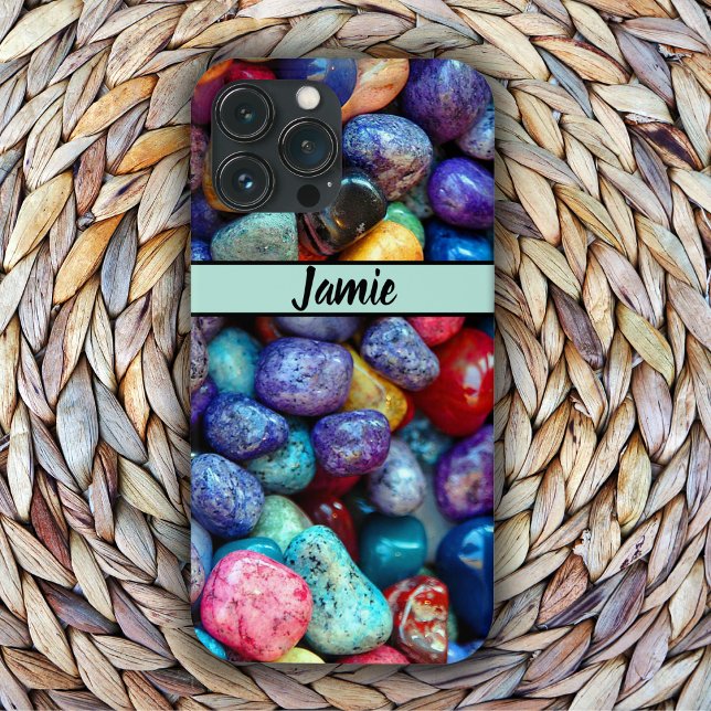Colourful Polished Rocks with Name Case-Mate iPhone Case (Creator Uploaded)