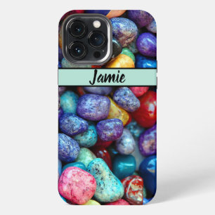 Colourful Polished Rocks with Name iPhone 13 Pro Max Case