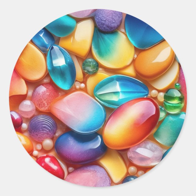 Colourful Polished Stones Classic Round Sticker (Front)