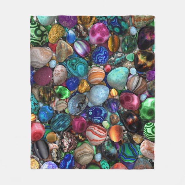 Colourful Polished Stones  Fleece Blanket (Front)