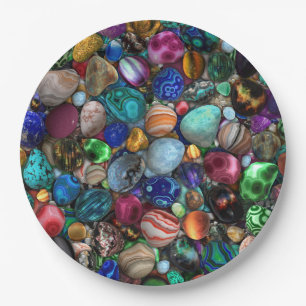 Colourful Polished Stones  Paper Plate