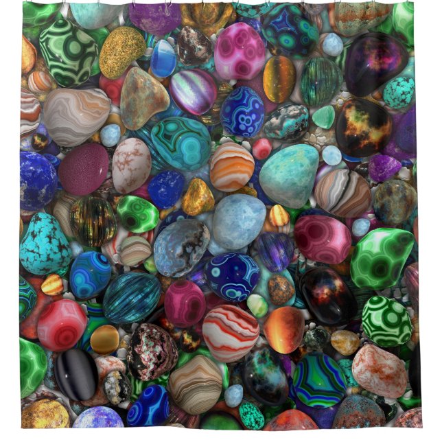Colourful Polished Stones  Shower Curtain (Front)