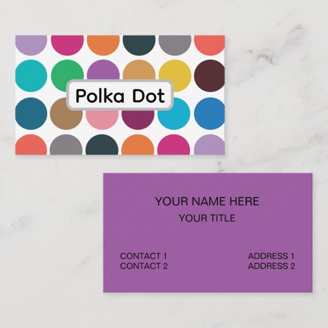 Colourful Polka Dot Back To School Business Card (Front/Back)