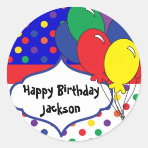 Colourful Polka Dot Birthday Classic Round Sticker
