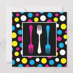 Colourful Polka Dot Birthday Dinner Party Invitation