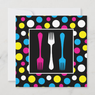 Colourful Polka Dot Birthday Dinner Party Invitation