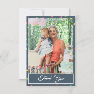 Colourful Polka Dot Birthday Thank You Photo Card