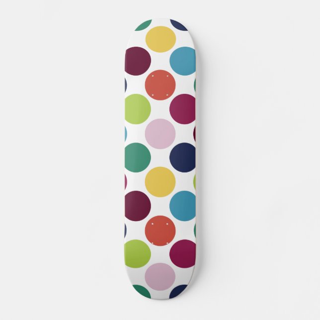 Colourful Polka Dot Bubble Comp Skateboard (Front)