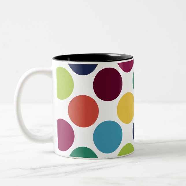 Colourful Polka Dot Bubble Round Dot Coffee Mug (Left)