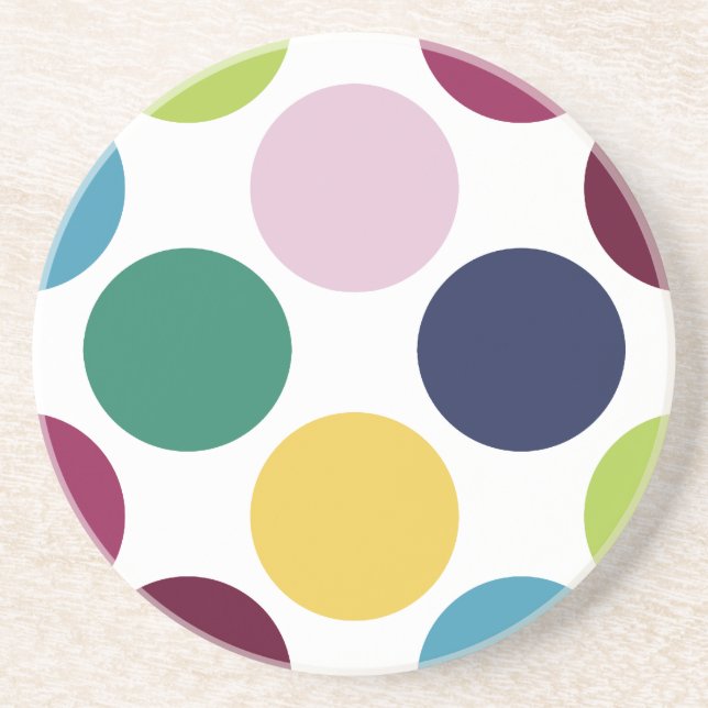 Colourful Polka Dot Bubble Round Dot Polka Coaster (Front)