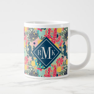 Colourful Polka Dot Cactus Pattern Large Coffee Mug