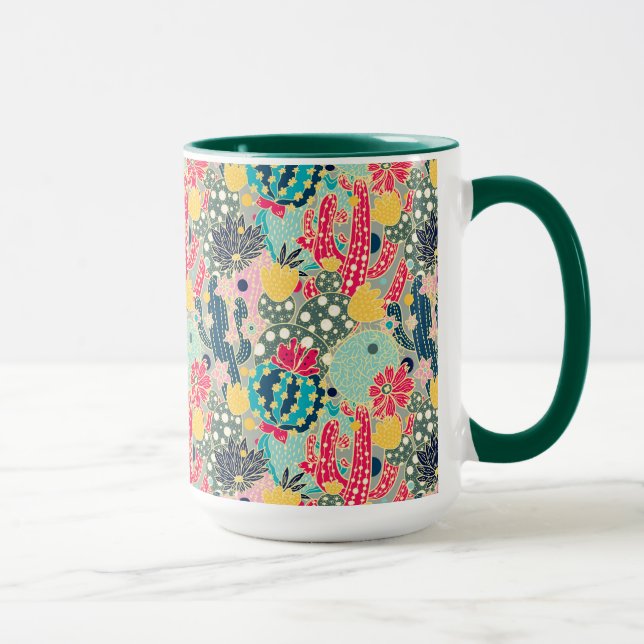 Colourful Polka Dot Cactus Pattern Mug (Right)
