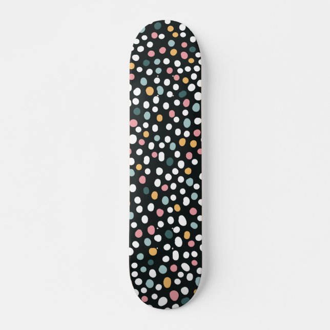 Colourful Polka Dot Confetti Pattern  Skateboard (Front)