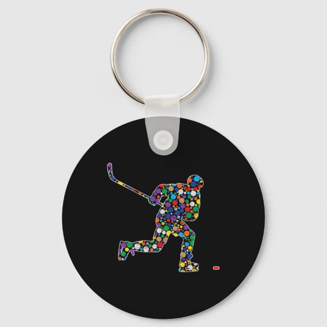 Colourful Polka Dot Hockey International Dot Day  Key Ring (Front)