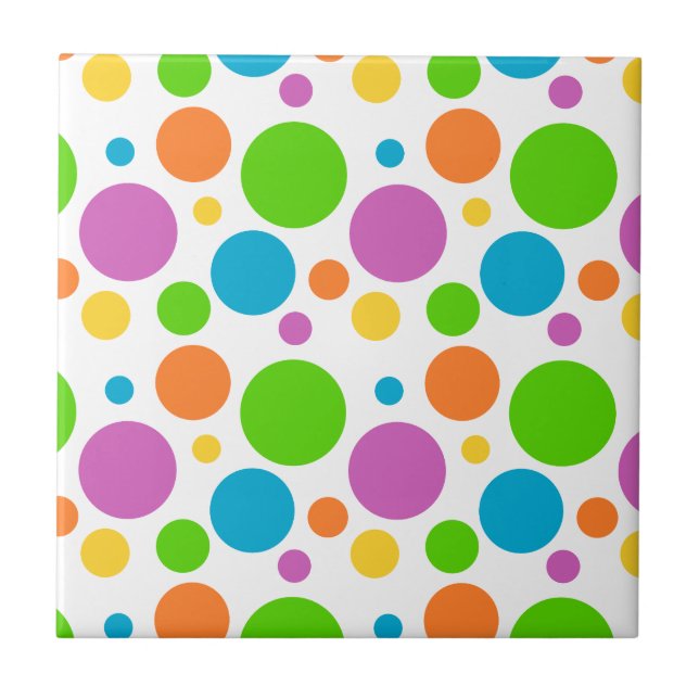 Colourful Polka Dot Pattern Tile (Front)