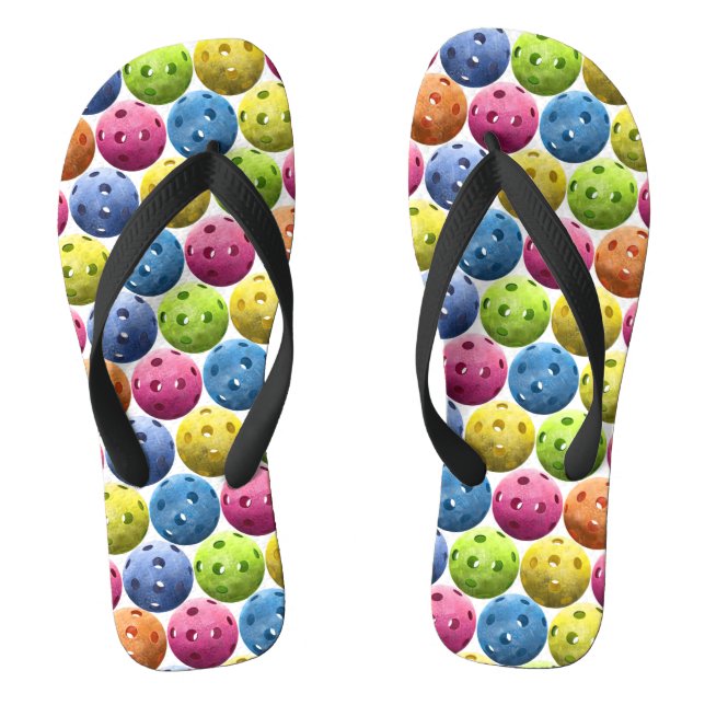 Colourful Polka Dot Pickleballs - Flip Flops (Footbed)
