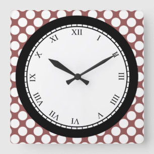 Colourful Polka Dot Roman Digits White on any Square Wall Clock