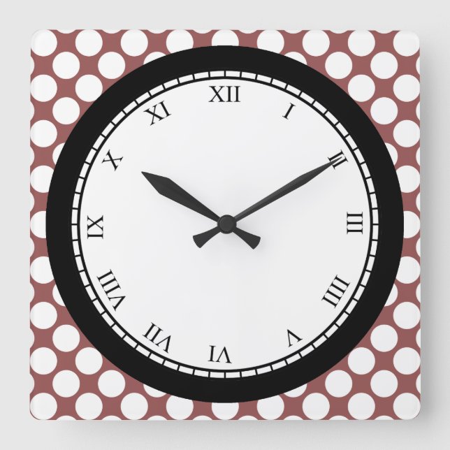 Colourful Polka Dot Roman Digits White on any Square Wall Clock (Front)