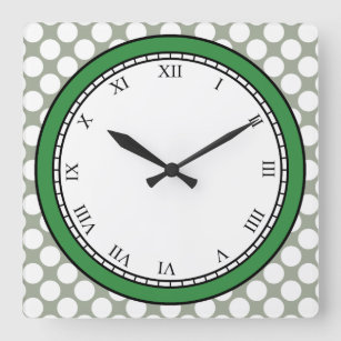 Colourful Polka Dot Roman Digits White on any Square Wall Clock