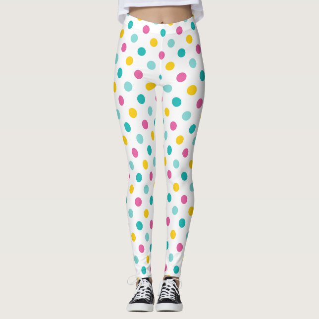 Colourful Polka Dot Seamless Pattern Leggings (Front)
