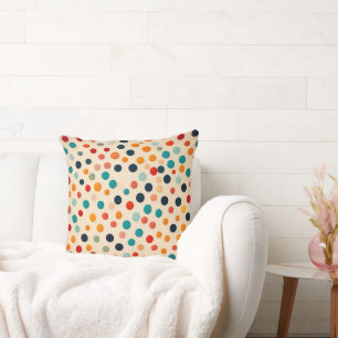 Colourful Polka Dot Seamless Pattern on Beige Cushion
