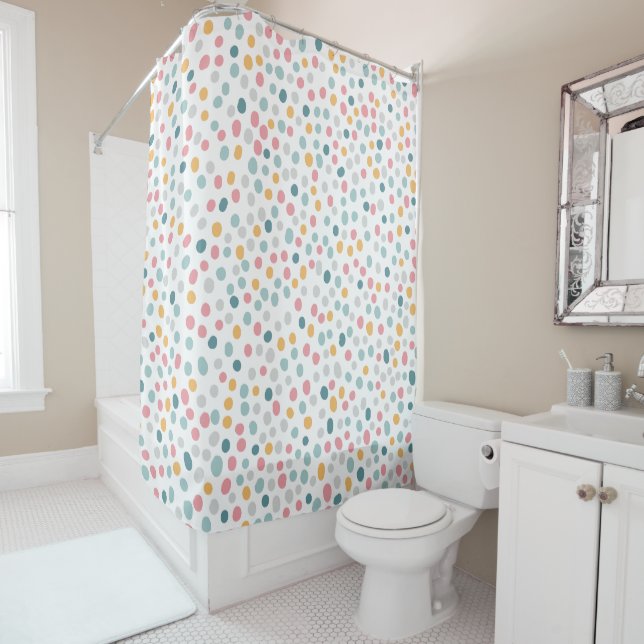 Colourful Polka Dot Spot Pattern Shower Curtain (In Situ)