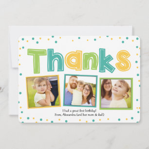 Colourful Polka Dot Thanks Thank You Card