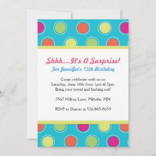 Colourful Polka Dot Themed Birthday Party Invites