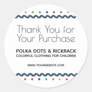 Colourful Polka Dots and Rickrack Business Classic Round Sticker