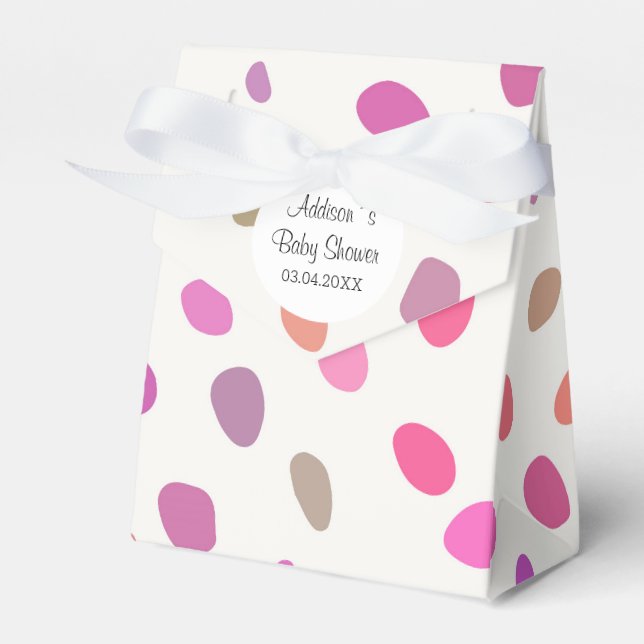 Colourful Polka Dots Baby Shower Favour Box (Front Side)
