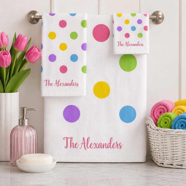 Colourful Polka Dots Bath Towel Set (Creator Uploaded)