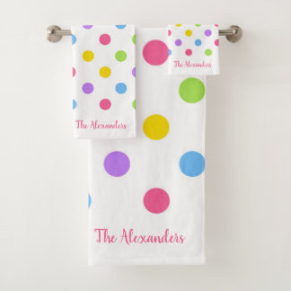 Colourful Polka Dots Bath Towel Set
