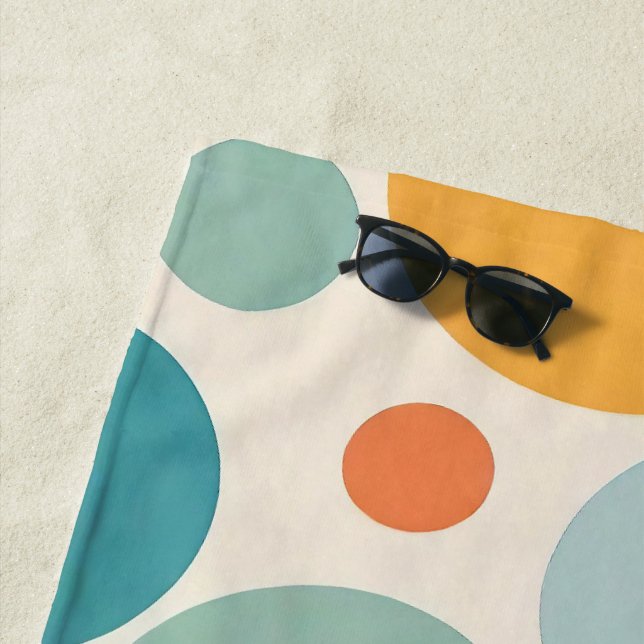 Colourful Polka Dots Beach Towel (In Situ)