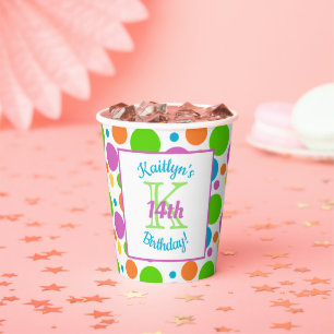 Colourful Polka Dots   Birthday Party Paper Cups